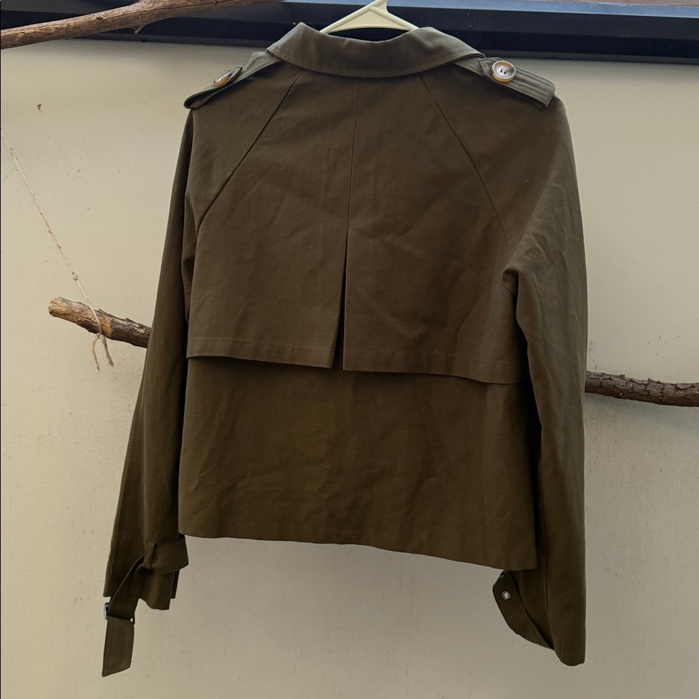 Nicole Miller Olive Double-Breasted Short Peacoat - Picture 2 of 4